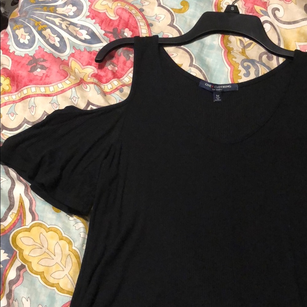 Black Cold Shoulder Top